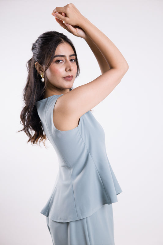 Frosted Sage Peplum Top